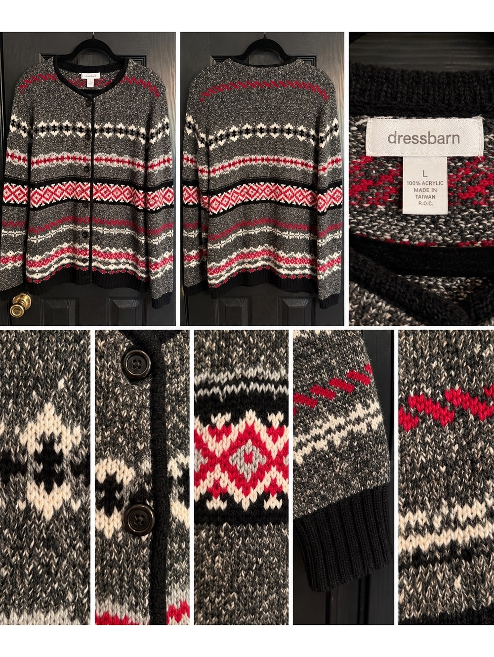 DressBarn fair isle cardigan sweater
